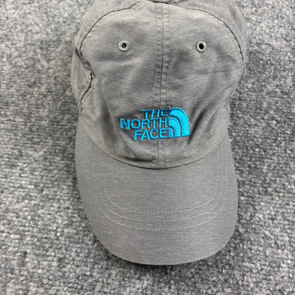 THE NORTH FACE Grey/Blue Adjustable Strap Baseball Cap Hat Logo SZ: Small/Medium
